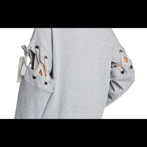 En Creme Lace Up Sweater